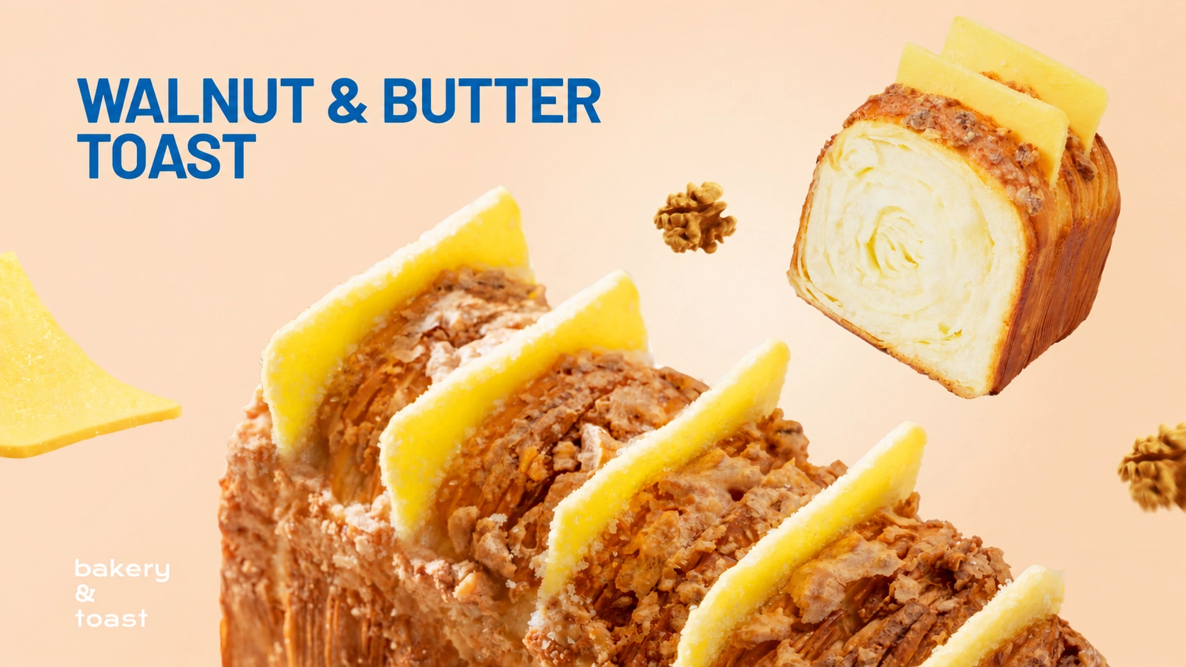 Walnut and Butter Toast with nutty layered filling