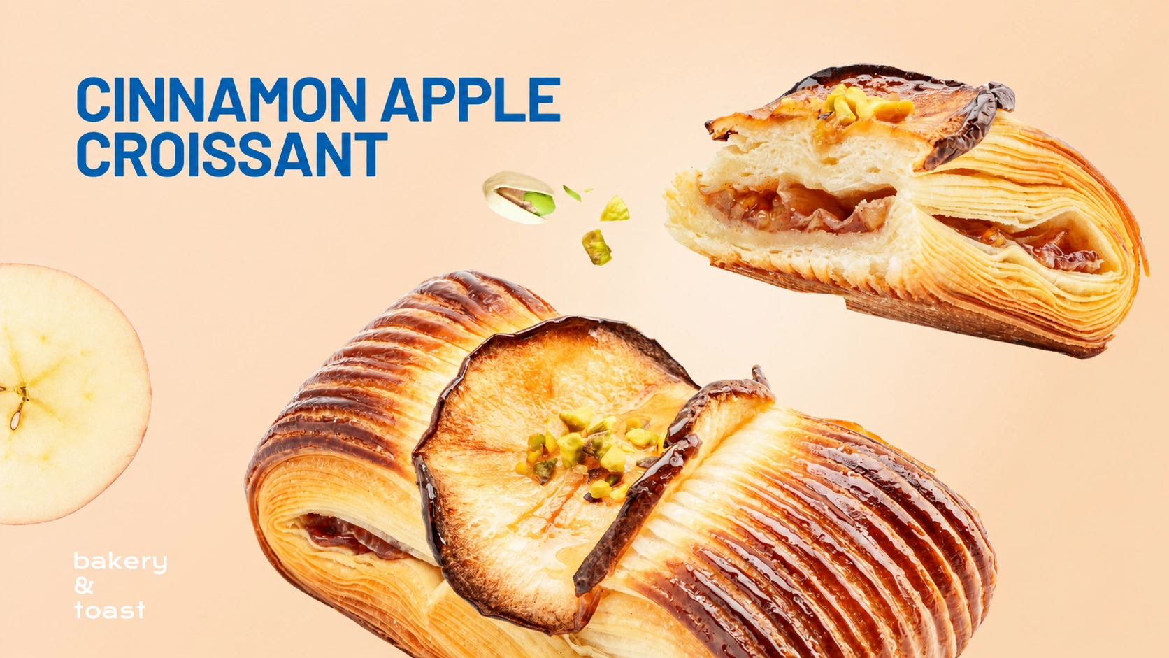 Cinnamon Apple Croissant with apple pieces and flaky layers